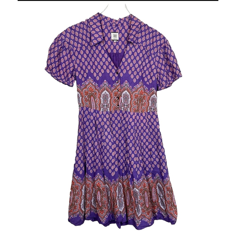Noa Noa Dress Women S Purple Paisley Cottagecore Artsy Boho Scandi Garden Party